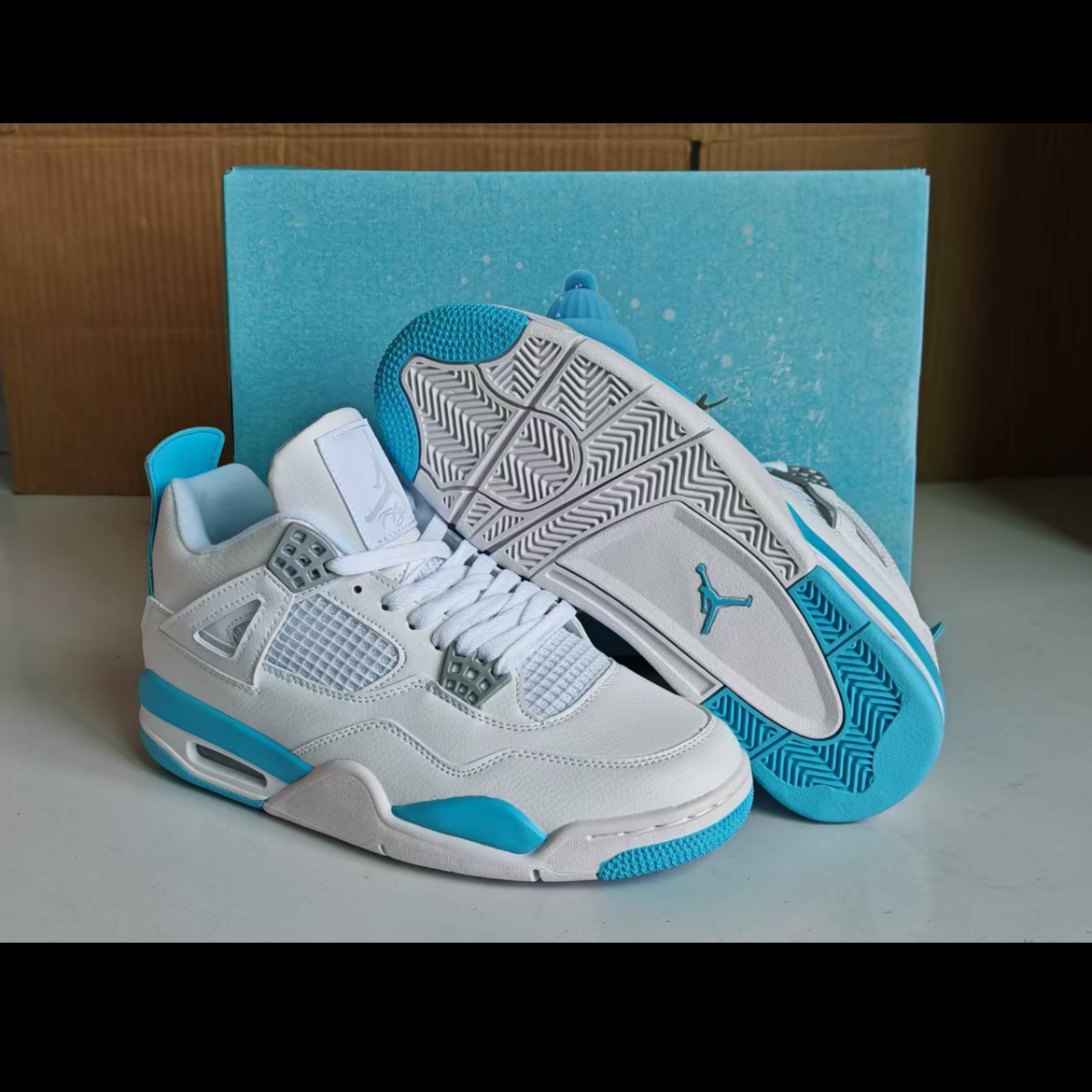 White & Light Blue Jordan 4